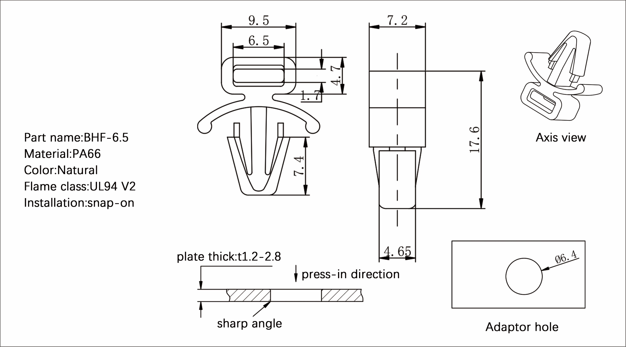 Cable Tie Mount BHF-6.5